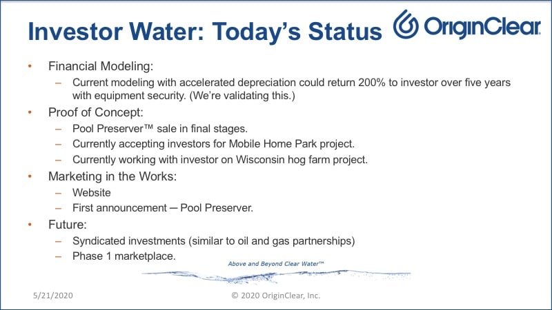 Investor Water status slide